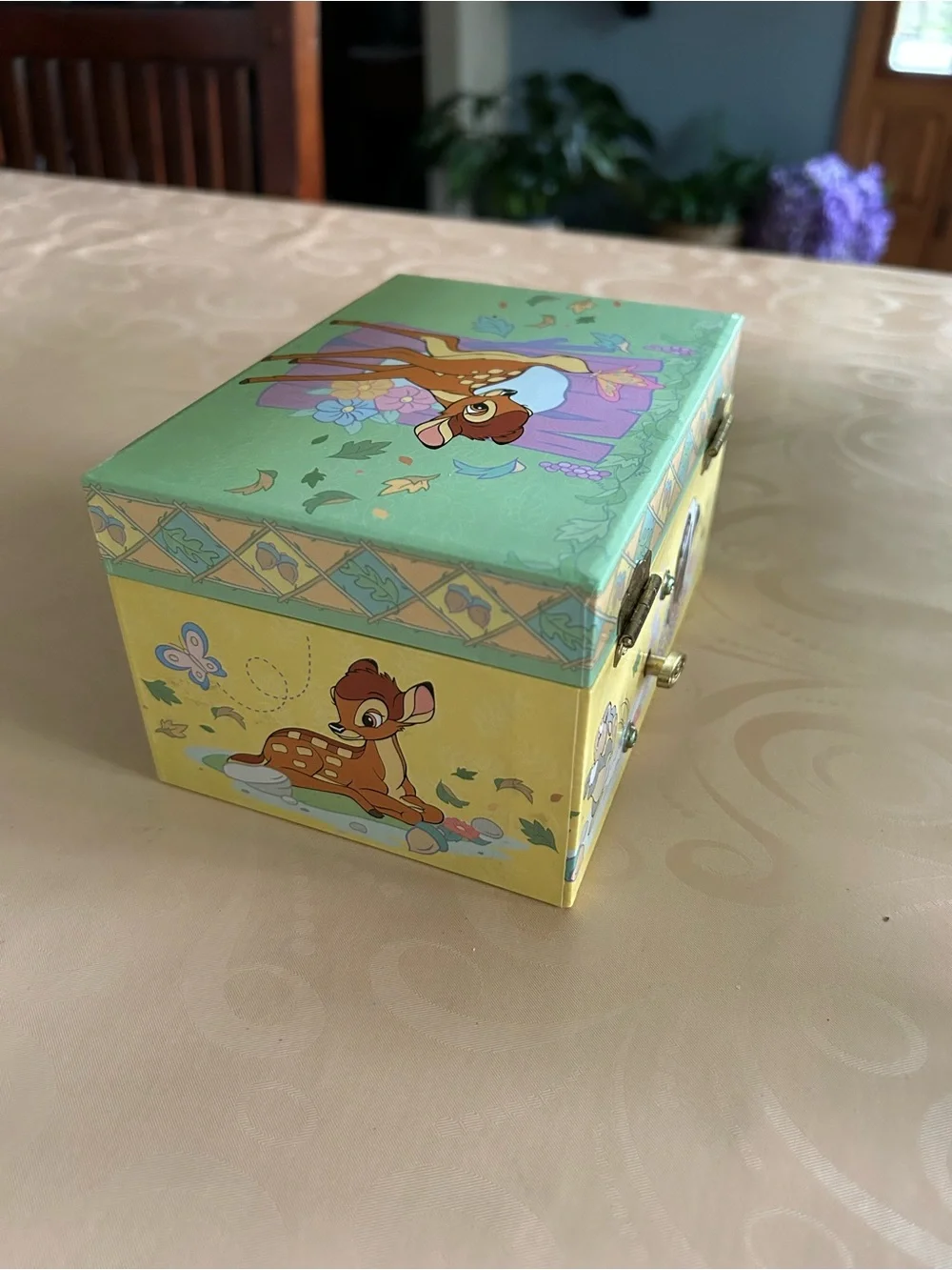 New - Vintage Disney Bambi Wind-up Musical Jewelry Box